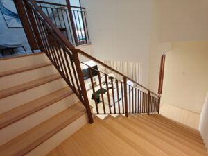 Staircase with laminated floor board terrace house Adenia Puncak Bestari