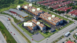 Aerial site view of Residensi Pinang RSKU apartment development in the master township of Bandar Hillpark Puncak Alam